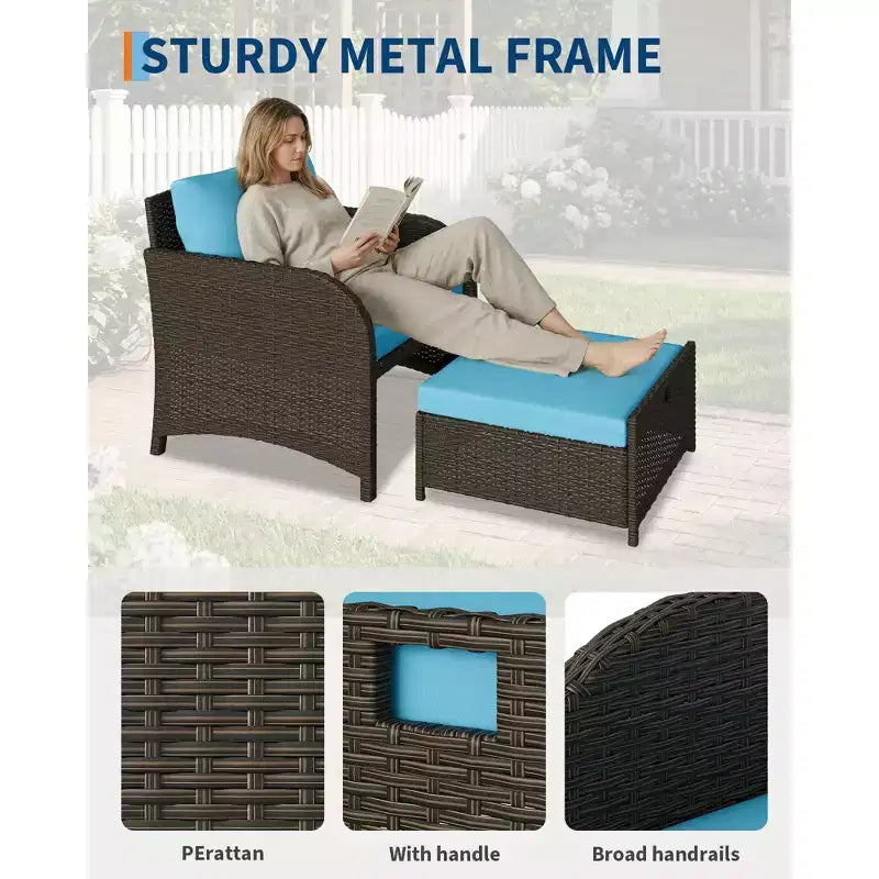Ensemble de mobilier de patio 5 pièces en résine tressée PE, sièges extérieurs toutes saisons pour jardin, balcon et patio