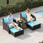Ensemble de mobilier de patio 5 pièces en résine tressée PE, sièges extérieurs toutes saisons pour jardin, balcon et patio