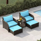 Ensemble de mobilier de patio 5 pièces en résine tressée PE, sièges extérieurs toutes saisons pour jardin, balcon et patio