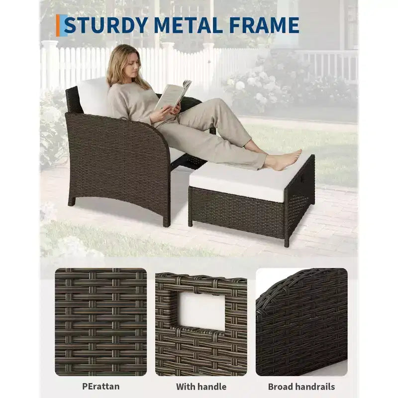 Ensemble de mobilier de patio 5 pièces en résine tressée PE, sièges extérieurs toutes saisons pour jardin, balcon et patio