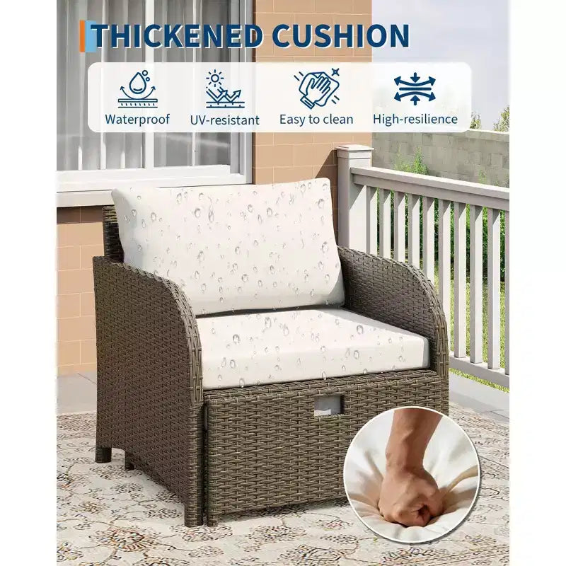 Ensemble de mobilier de patio 5 pièces en résine tressée PE, sièges extérieurs toutes saisons pour jardin, balcon et patio