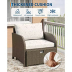 Ensemble de mobilier de patio 5 pièces en résine tressée PE, sièges extérieurs toutes saisons pour jardin, balcon et patio