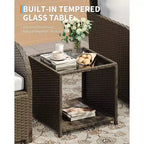 Ensemble de mobilier de patio 5 pièces en résine tressée PE, sièges extérieurs toutes saisons pour jardin, balcon et patio