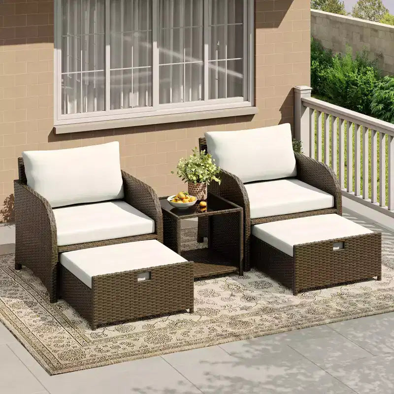 5-Piece Patio Furniture Set with PE Rattan Wicker Construction, All-Weather Outdoor Seating for Garden, Balcony & Patio