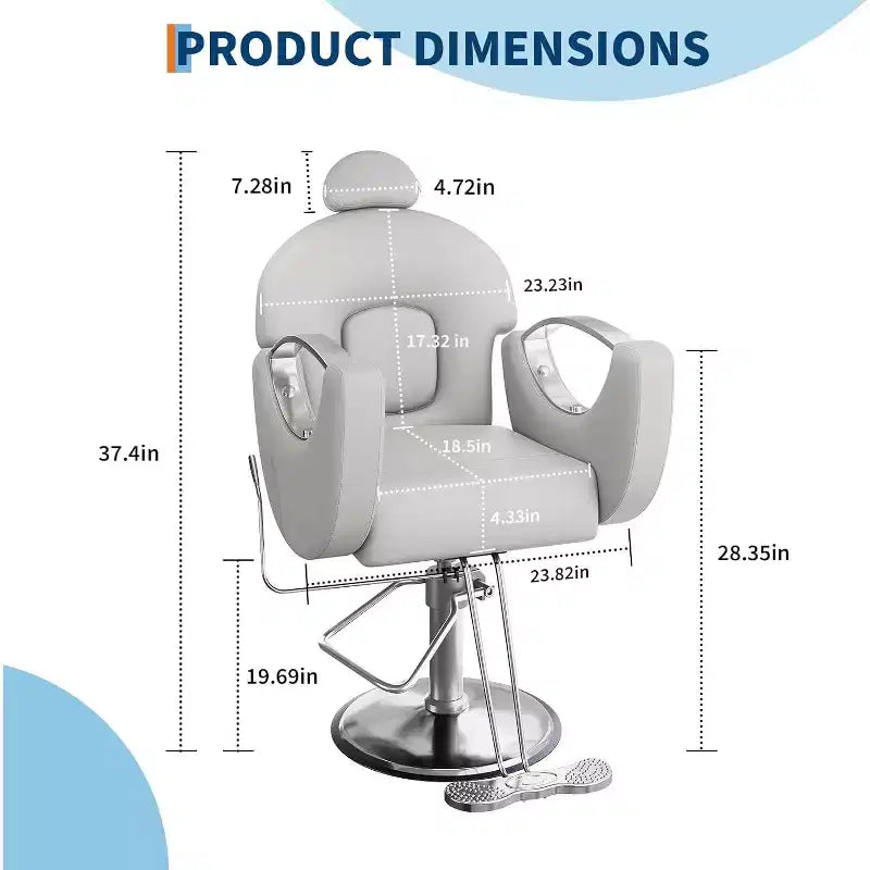 Reclining Salon Chair Hydraulic Barber Chair with 360 Swivel and Adjustable Height