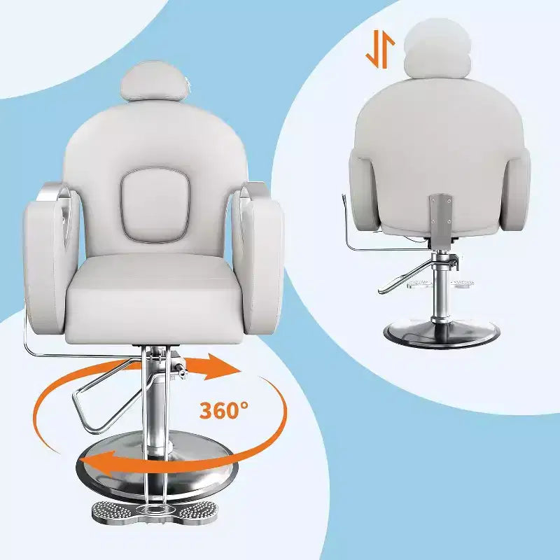 Reclining Salon Chair Hydraulic Barber Chair with 360 Swivel and Adjustable Height