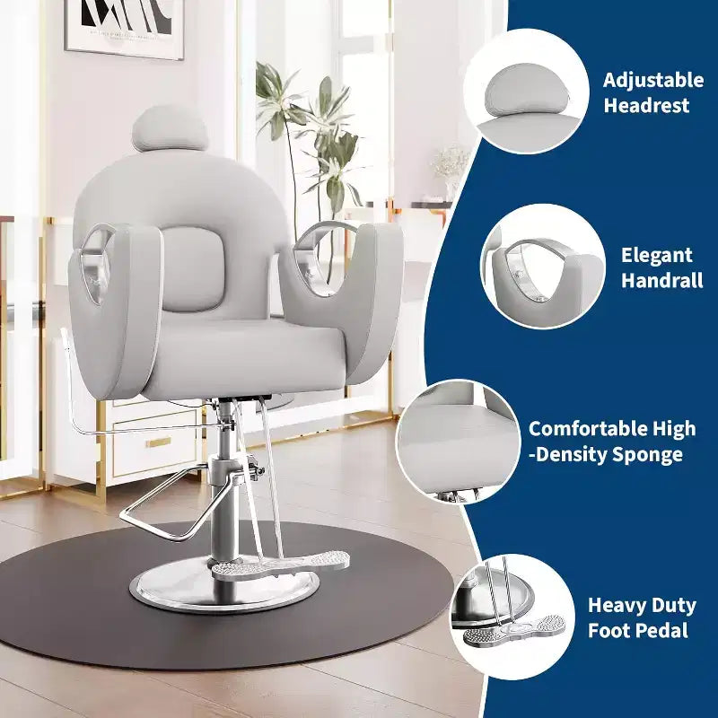 Reclining Salon Chair Hydraulic Barber Chair with 360 Swivel and Adjustable Height