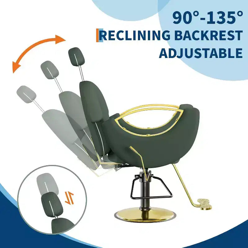 Reclining Salon Chair Hydraulic Barber Chair with 360 Swivel and Adjustable Height