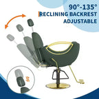 Reclining Salon Chair Hydraulic Barber Chair with 360 Swivel and Adjustable Height