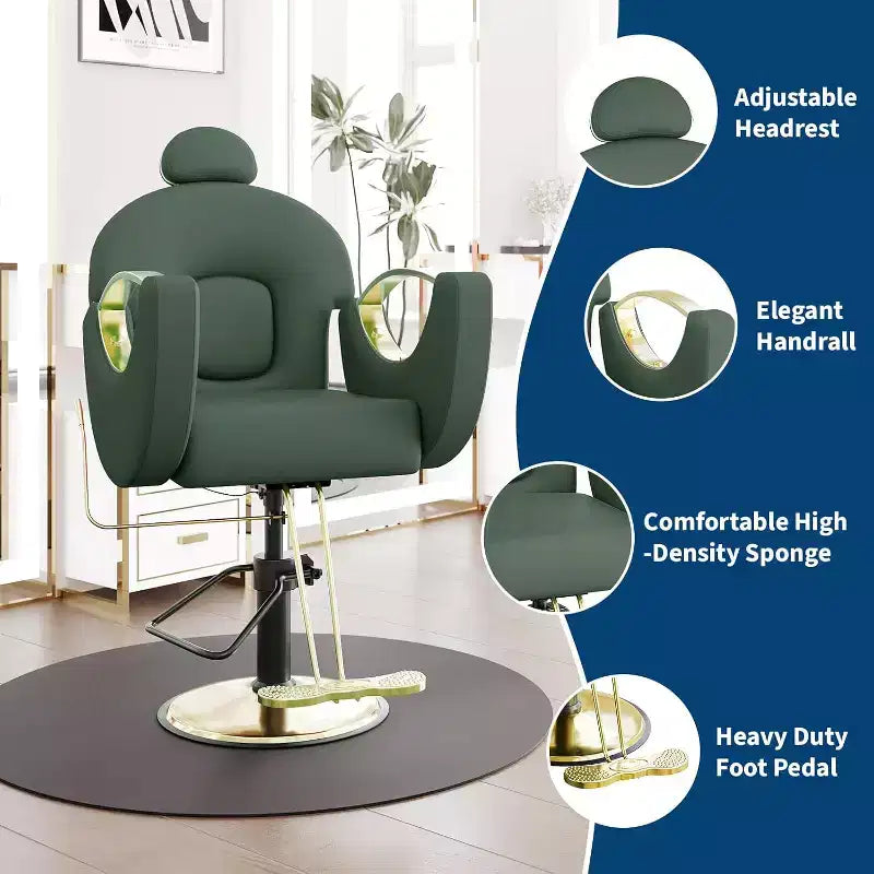 Reclining Salon Chair Hydraulic Barber Chair with 360 Swivel and Adjustable Height