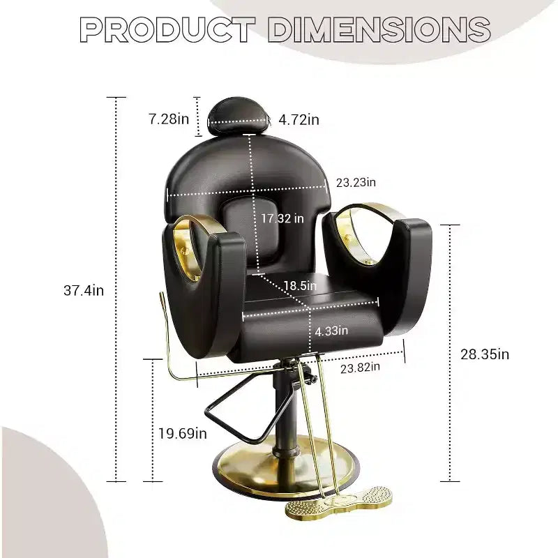Reclining Salon Chair Hydraulic Barber Chair with 360 Swivel and Adjustable Height