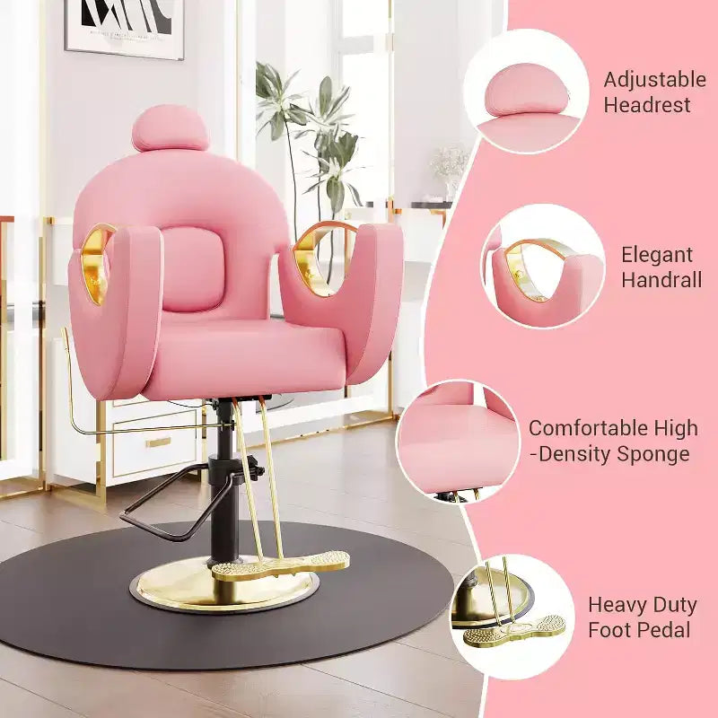 Reclining Salon Chair Hydraulic Barber Chair with 360 Swivel and Adjustable Height
