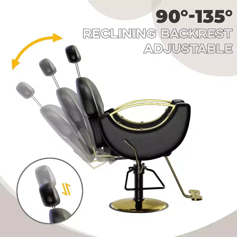 Reclining Salon Chair Hydraulic Barber Chair with 360 Swivel and Adjustable Height
