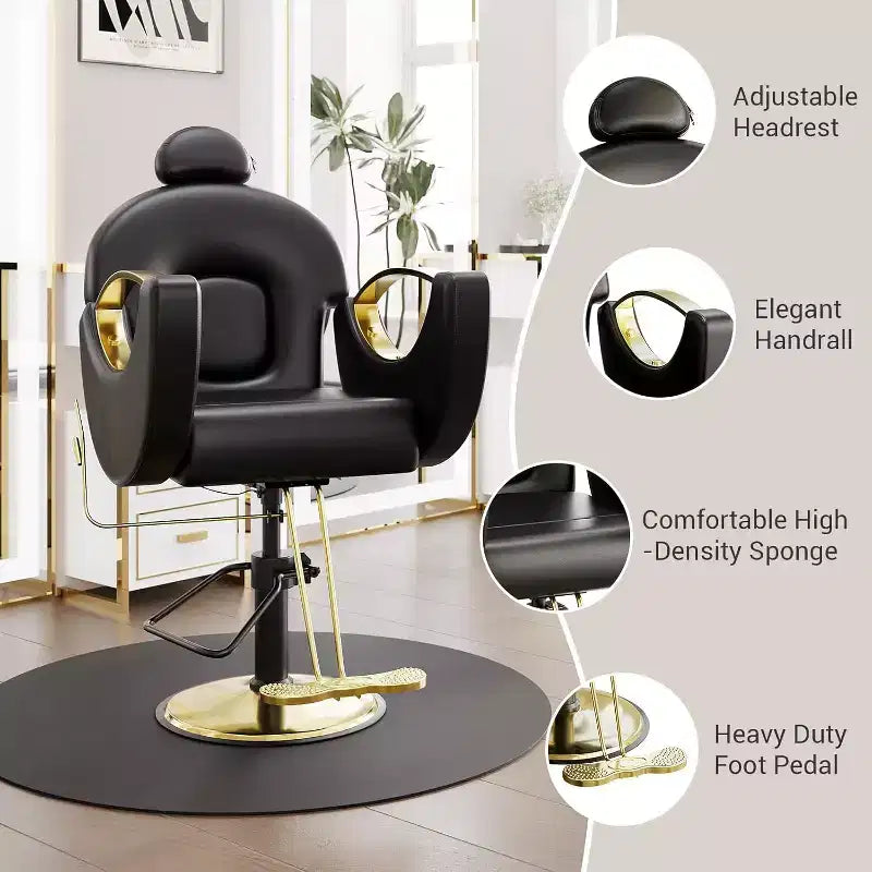Reclining Salon Chair Hydraulic Barber Chair with 360 Swivel and Adjustable Height