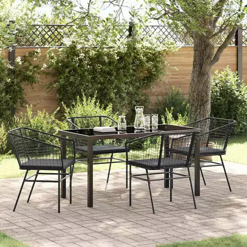 Set da pranzo da giardino vidaXL, 5 pezzi, in polyrattan nero