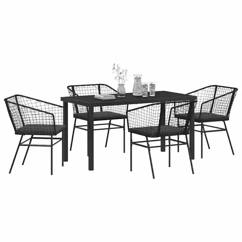 Set da pranzo da giardino vidaXL, 5 pezzi, in polyrattan nero