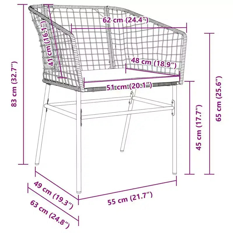 Set da pranzo da giardino vidaXL, 5 pezzi, in polyrattan nero