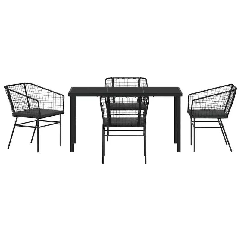 Set da pranzo da giardino vidaXL, 5 pezzi, in polyrattan nero