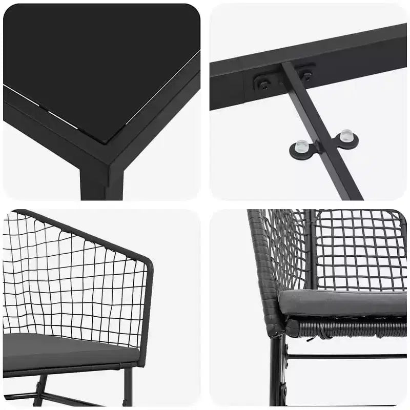 Set da pranzo da giardino vidaXL, 5 pezzi, in polyrattan nero