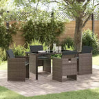 vidaXL Set da pranzo da giardino con cuscino, 5 pezzi, polyrattan grigio