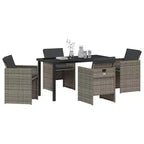 vidaXL Set da pranzo da giardino con cuscino, 5 pezzi, polyrattan grigio