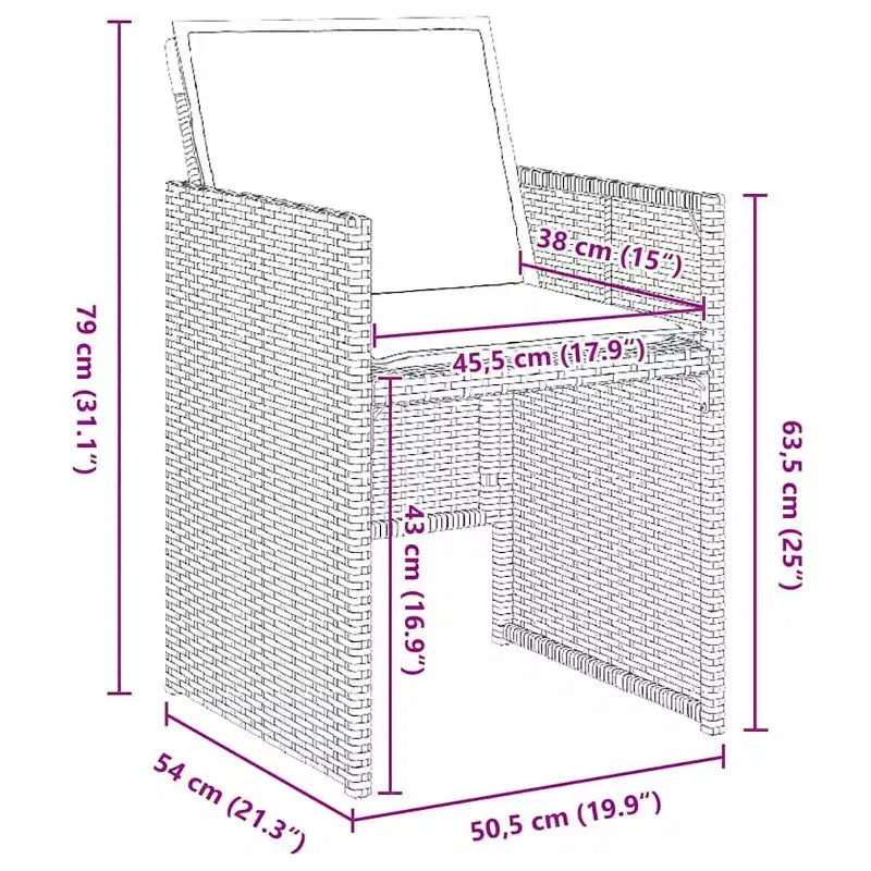 vidaXL Set da pranzo da giardino con cuscino, 5 pezzi, polyrattan grigio