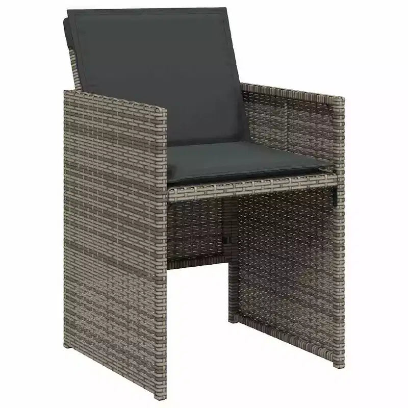 vidaXL Set da pranzo da giardino con cuscino, 5 pezzi, polyrattan grigio