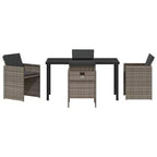 vidaXL Set da pranzo da giardino con cuscino, 5 pezzi, polyrattan grigio