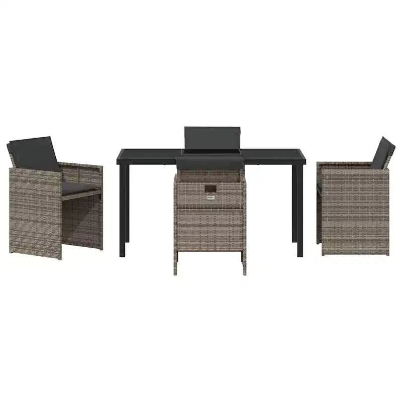 vidaXL Set da pranzo da giardino con cuscino, 5 pezzi, polyrattan grigio