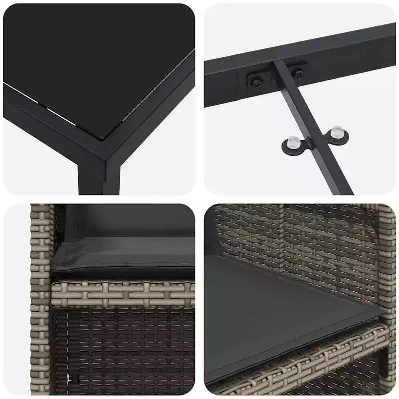 vidaXL Set da pranzo da giardino con cuscino, 5 pezzi, polyrattan grigio