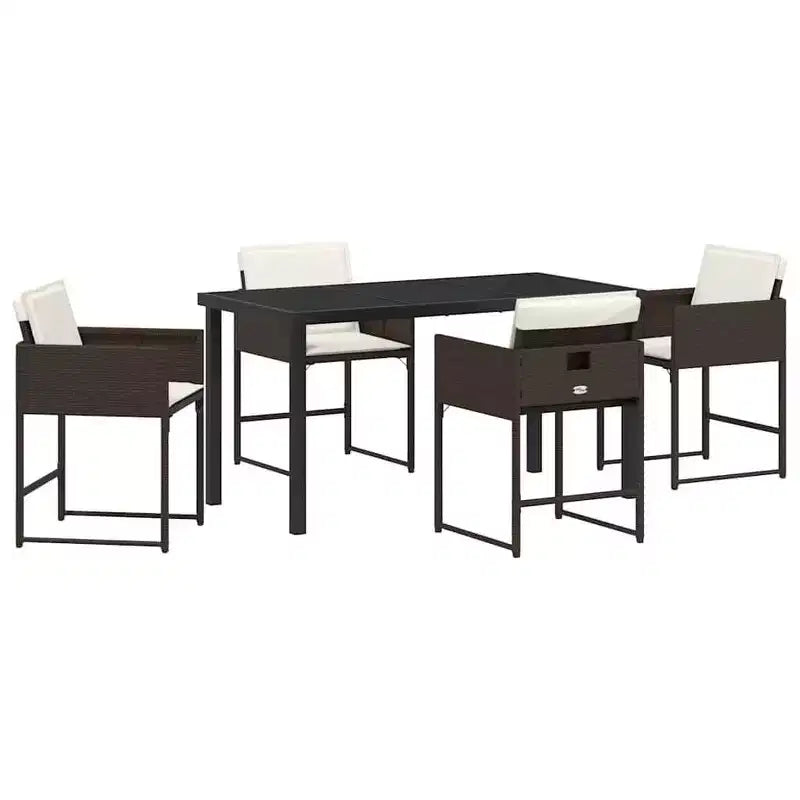 vidaXL Garden Dining Set with Cushion 5 pcs Brown Poly Rattan