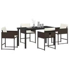 vidaXL Garden Dining Set with Cushion 5 pcs Brown Poly Rattan