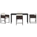 vidaXL Garden Dining Set with Cushion 5 pcs Brown Poly Rattan