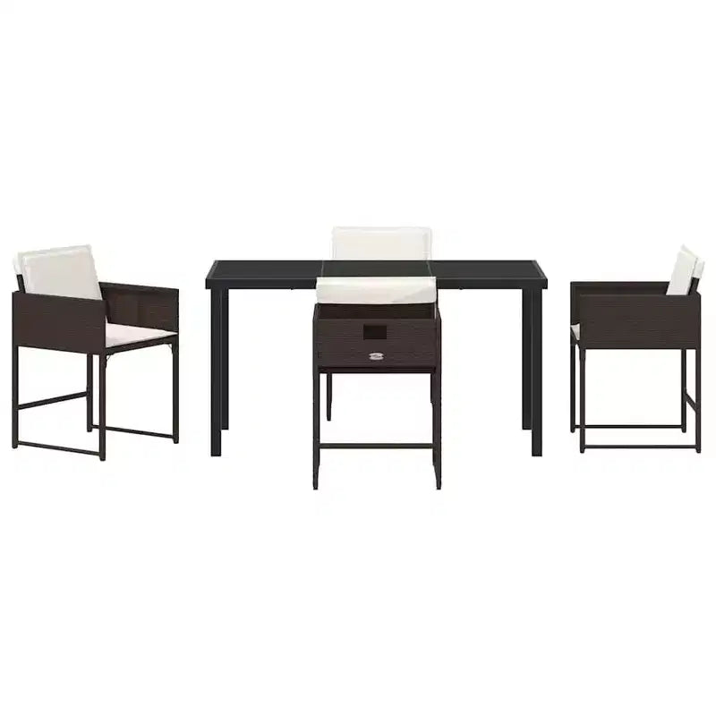 vidaXL Garden Dining Set with Cushion 5 pcs Brown Poly Rattan