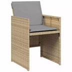vidaXL Garten-Essgruppe mit Polstern, 5-teilig, beige, aus Poly-Rattan