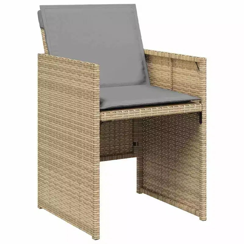 vidaXL Garten-Essgruppe mit Polstern, 5-teilig, beige, aus Poly-Rattan