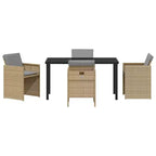 vidaXL Garten-Essgruppe mit Polstern, 5-teilig, beige, aus Poly-Rattan