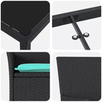 Set di tavolo e sedie vidaXL con cuscino, 5 pezzi, rattan PE nero