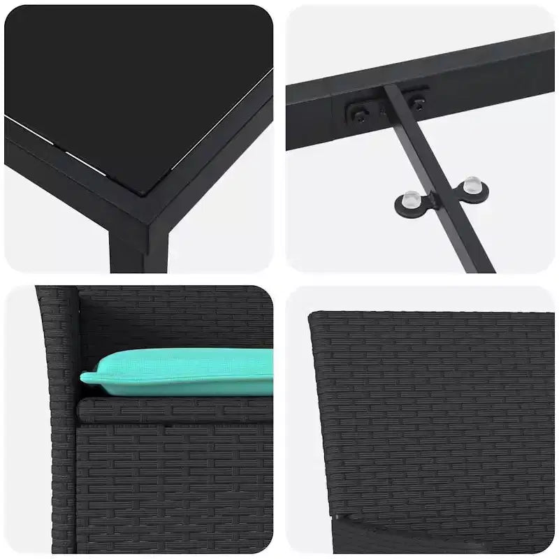 Set di tavolo e sedie vidaXL con cuscino, 5 pezzi, rattan PE nero