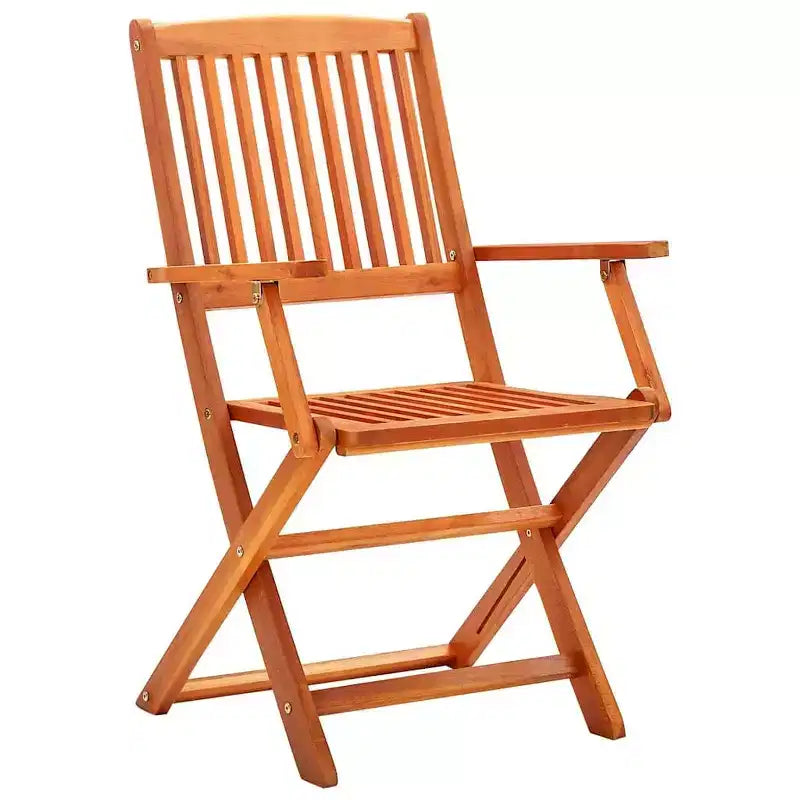 Ensemble de salle à manger de patio pliable vidaXL, 5 pièces, en bois d’eucalyptus massif