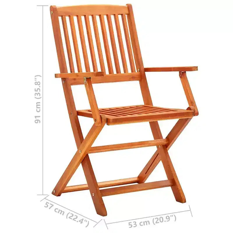 Ensemble de salle à manger de patio pliable vidaXL, 5 pièces, en bois d’eucalyptus massif