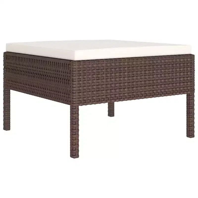 Set da salotto da patio da 11 pezzi vidaXL con cuscini in polirattan marrone
