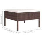 Set da salotto da patio da 11 pezzi vidaXL con cuscini in polirattan marrone