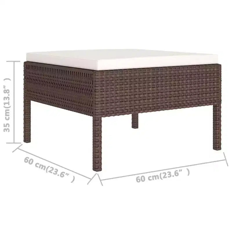 Set da salotto da patio da 11 pezzi vidaXL con cuscini in polirattan marrone
