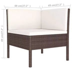 Set da salotto da patio da 11 pezzi vidaXL con cuscini in polirattan marrone