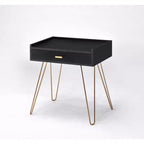 HomeRoots 24 Gold And Black End Table With Drawer