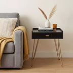 HomeRoots 24 Gold And Black End Table With Drawer
