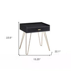HomeRoots 24 Gold And Black End Table With Drawer