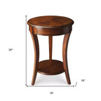 26" Round Wood End Table with Shelf – Brown