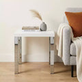 22" Chrome and White High Gloss Square End Table
